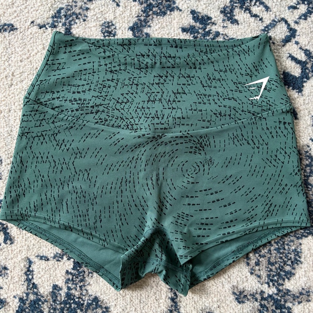 Gymshark Teal/Dark Green Mini Training Shorts SMALL